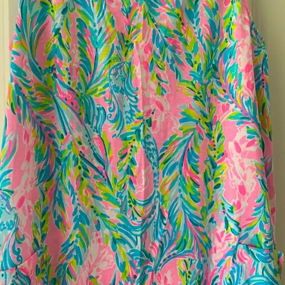 Lilly Pulitzer Kristen Flounce Dress W/Pockets Sz Medium Unicorn of the Sea - Picture 12 of 13